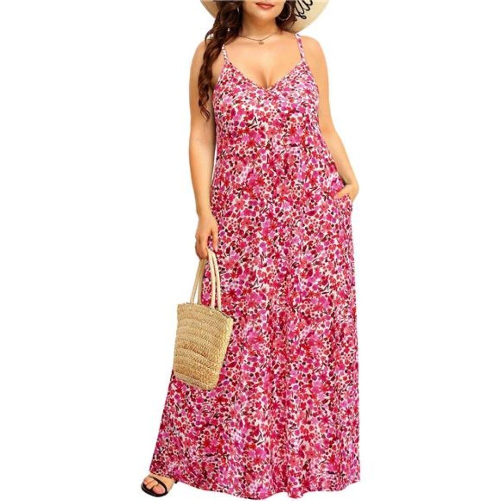 Women's Summer Maxi Dress Plus Size Sleeveless Spaghetti Strap